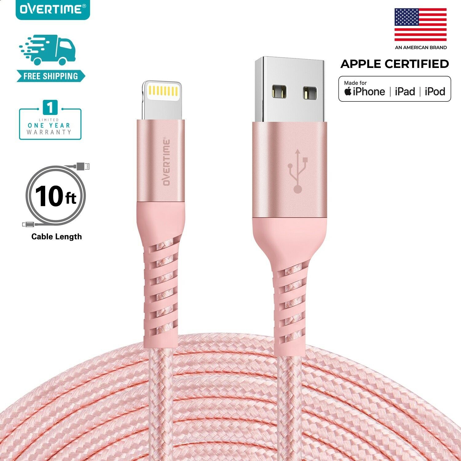 Overtime Apple Certified Ft Lightning To Usb Cable For Iphone Ipad