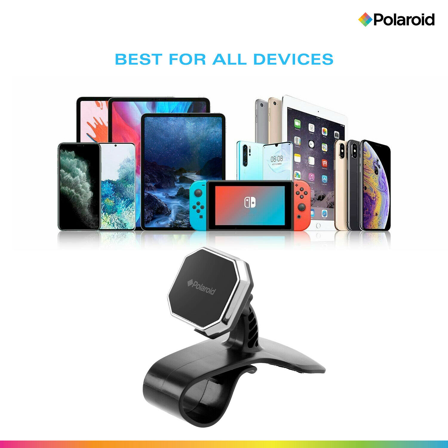 Polaroid Car Dashboard Cell Phone Holder - Universal Magnetic Mount